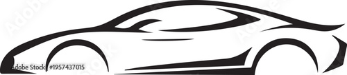 Sports Car Silhouette – Modern Automotive Line Art Illustration
