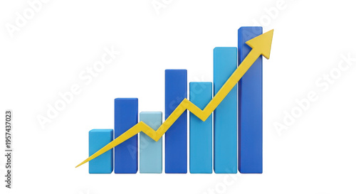 Blue bar chart with yellow arrow isolated on transparent background Free Download Blue bar chart with yellow arrow isolated on transparent background - GFXLoad