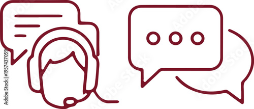 Illustration of communication and conversation through speech bubbles and headphones