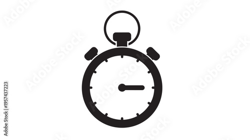 Stopwatch simple icon with two buttons and a circular dial showing elapsed time on a white background