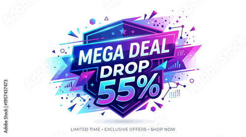 Mega Deal Drop 55% Off Sale Banner