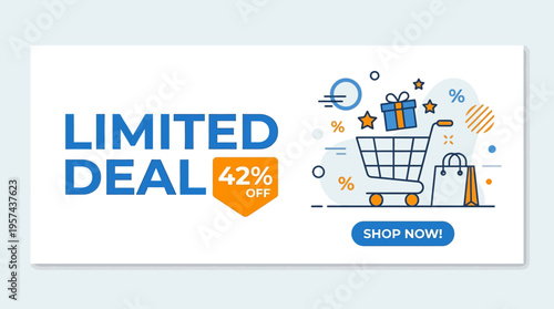 Limited Deal Banner with Shopping Cart and Gifts