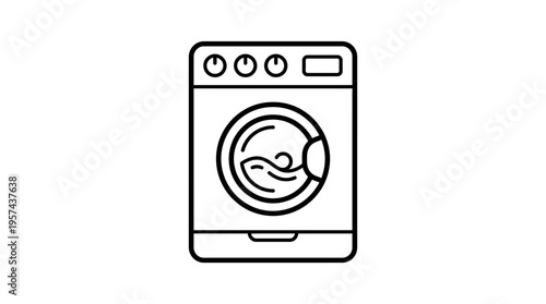 Washing Machine Icon with Water Swirl