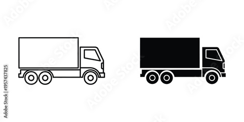 two semi trucks side by side flat design vector illustration