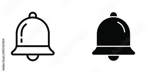 two classic school bells ringing flat design vector illustration