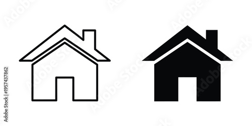minimalist house icons flat design vector illustration set
