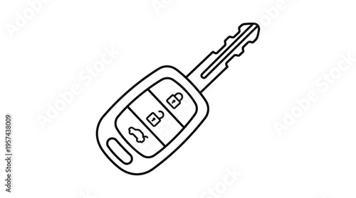 Modern Car Key With Remote Buttons