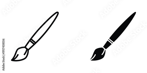 black fountain pen and quill feather isolated vector illustration flat design
