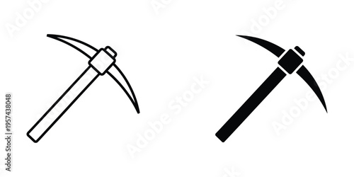 pickaxe and hammer crossed tools flat design vector illustration