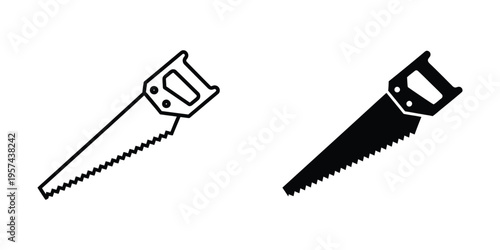 hand saw and hacksaw tools isolated flat design vector illustration