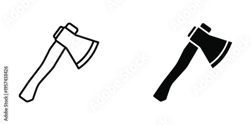 two stylized axes flat design vector illustration isolated on white background