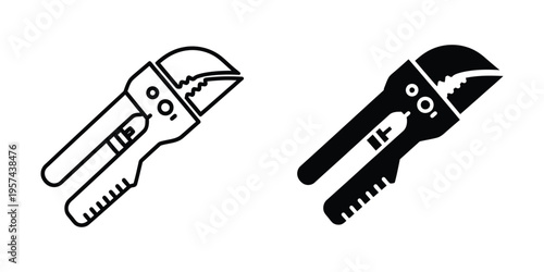 pair of pliers and adjustable wrench tools flat design vector illustration