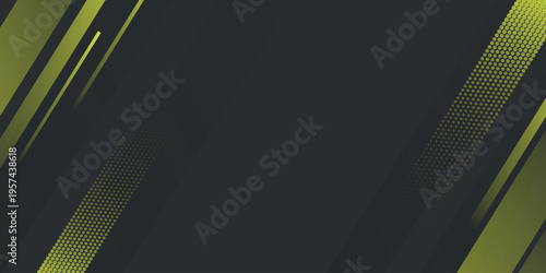 Modern abstract sports background with layered yellow geometric shapes and trendy horizontal stripes. Modern and sporty design with minimalist line style.