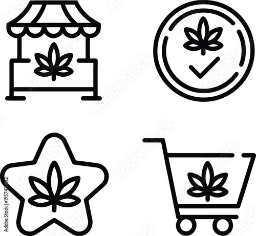 Set of 4 cannabis icons vector