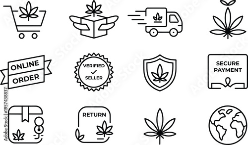 Set of 10 cannabis e-commerce icons vector