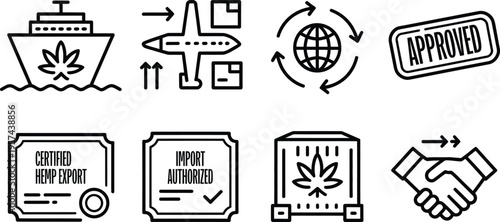 Set of 8 cannabis export icons vector