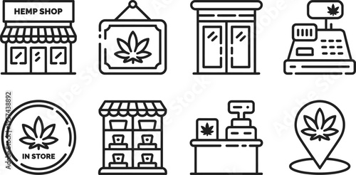 Set of 8 cannabis store icons vector