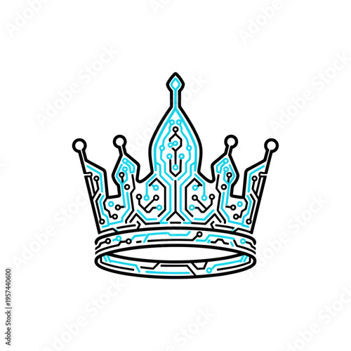 Digital Crown Icon: Futuristic Technology and Royal Power Symbol