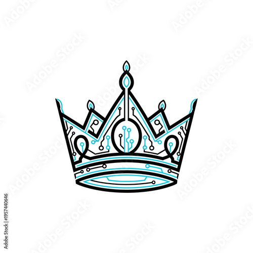 Digital Crown Logo: Technology King, Innovation Symbol, Circuit Board Royal Icon