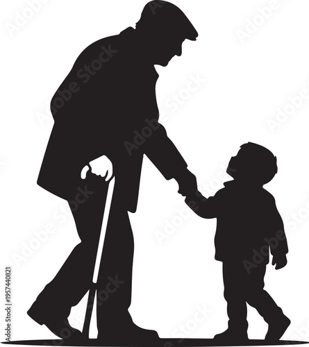 Father's Day 2026 Silhouette Collection, Happy Fathers Day June 21 Vector Art, Dad and Child Black Graphics, Father Love Logo Design Elements