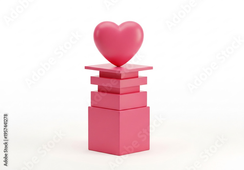 Heart Shape Lovingly Sits Upon Pink Cubes Artwork