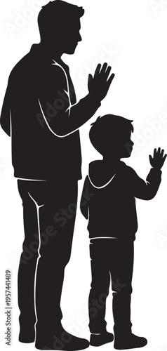 Father's Day 2026 Silhouette Collection, Happy Fathers Day June 21 Vector Art, Dad and Child Black Graphics, Father Love Logo Design Elements