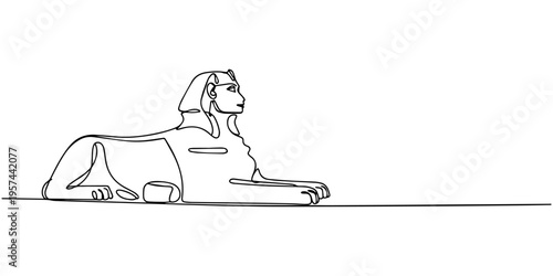 continuous one line drawing Vector illustration of a single line sphinx