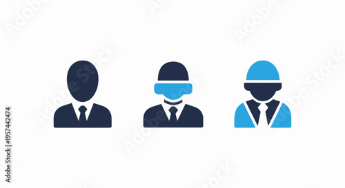 Professional workforce and team members digital flat vector icons representing employee roles and diverse industry professionals