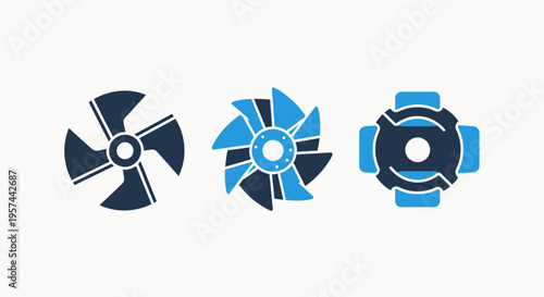 Industrial fan, propeller, and rotor icons - air movement, ventilation, and cooling system components