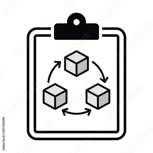 Clipboard with cubes in a cycle Vector