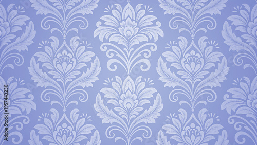 Obraz na płótnie Seamless vintage damask floral pattern in a elegant periwinkle blue color, luxur