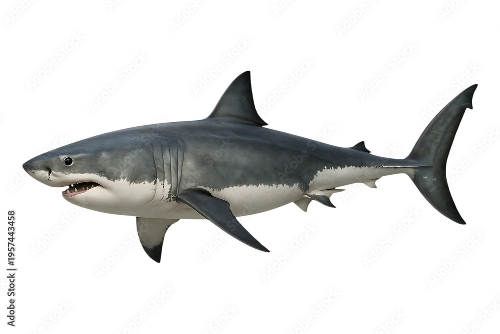 Fototapeta premium Great white shark illustration on transparent background