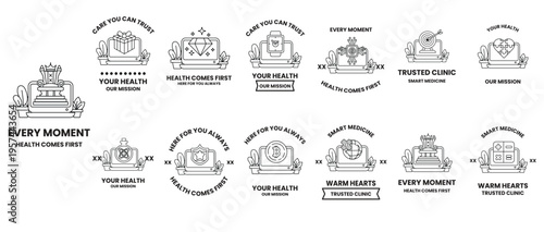 Minimalist health-themed icons in monochrome style