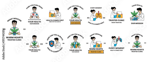 Cartoon doctors cheerfully promote health care