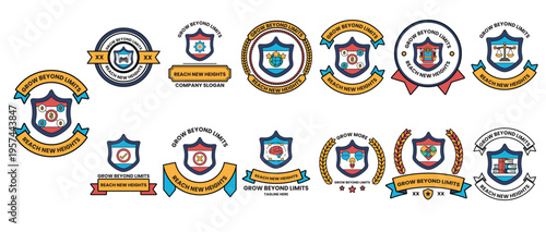 Set of colorful, vintage-style emblems and badges