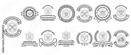 Black ink seals and emblems form a cohesive collection