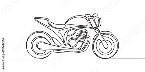 line drawing of a motorcycle on white background
