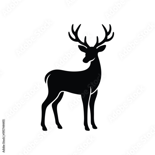 Elegant deer silhouette standing in profile, wild animal