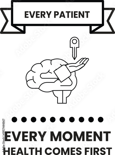 Hand holds key above brain, symbolizing health priority