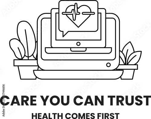 Laptop displays heart rate icon