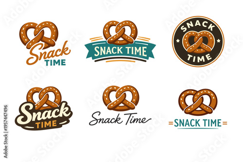 Snack time pretzel logo collection
