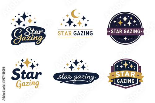 Star gazing logo collection: celestial designs with stars and moon