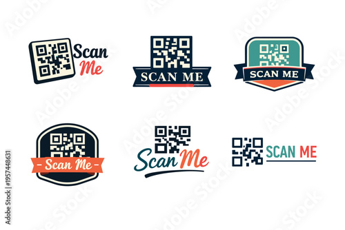 Variety of qr code designs featuring scan me text in eye-catching styles