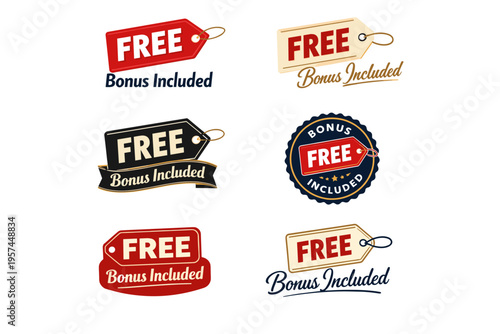 Various free bonus included labels and tags for promotions and marketing