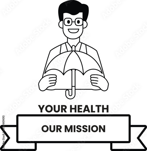 Man holds umbrella, smiling warmly