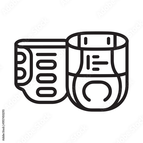 Simple black and white line drawing of two stacked cans