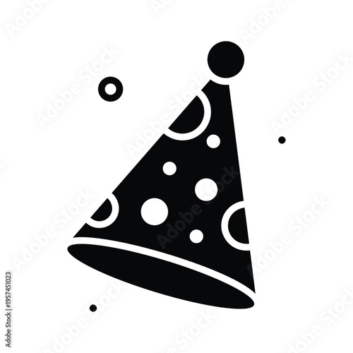 Modern glyph icon representing colorful party hat celebration accessory