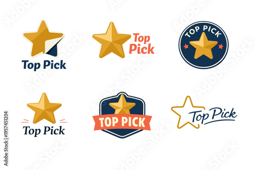Collection of top pick star emblems in various styles