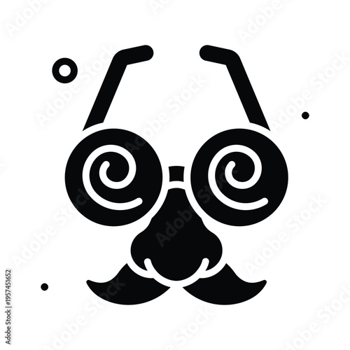 Well designed glyph icon showing funny disguise glasses prop