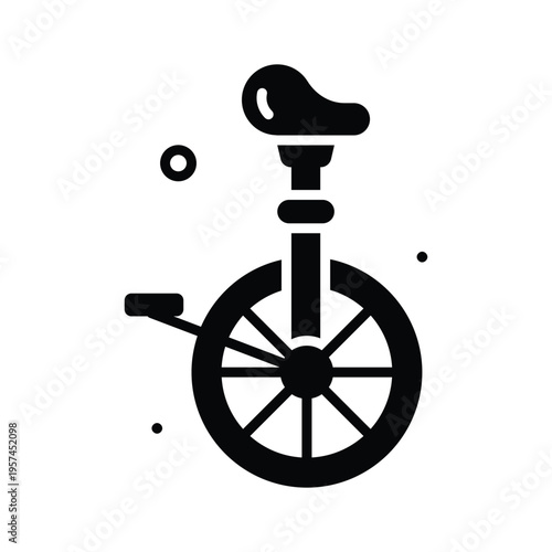Visually engaging glyph icon of circus unicycle performance